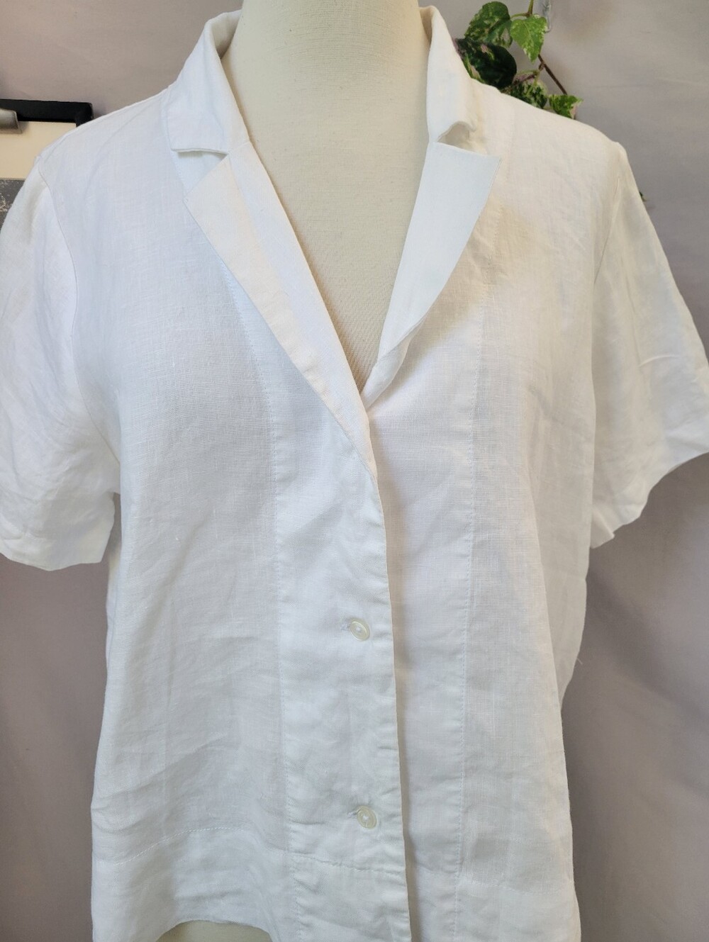 Quince Linen Premium Flax Button Front Short Sleeve Camp Shirt White S - Picture 5 of 15